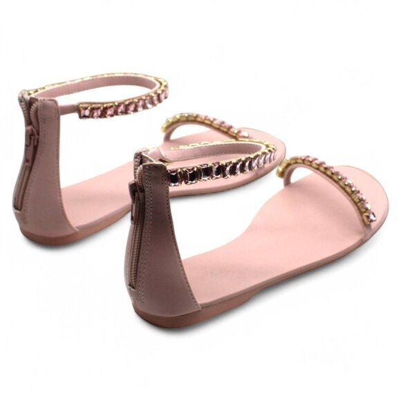 Inc Womens Pink Ankle Strap Embellished the Carmel Round Toe Zip-up Sandals Shoe - Picture 5 of 8